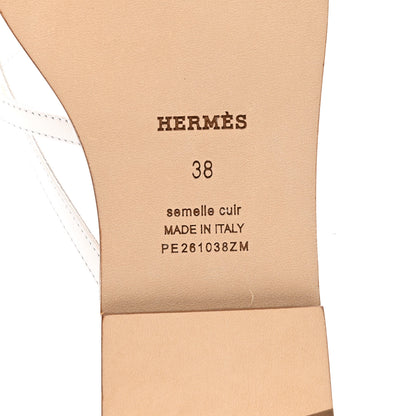 Hermes Calfskin Miss Sandals 38 White 8 of 10