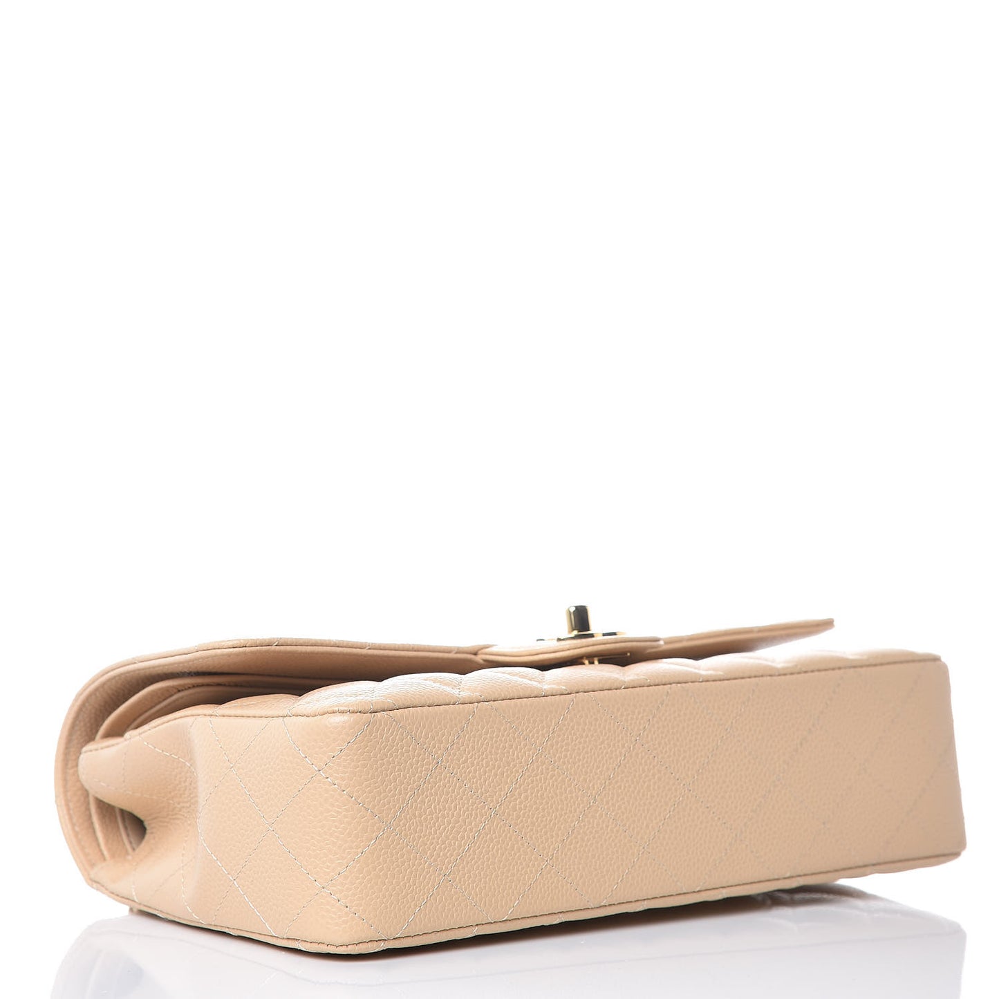 Caviar Quilted Medium Double Flap Beige Clair