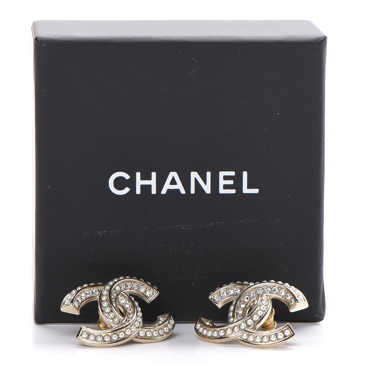 Chanel Crystal Pearl Chain Mania CC Earrings Gold 5 of 5