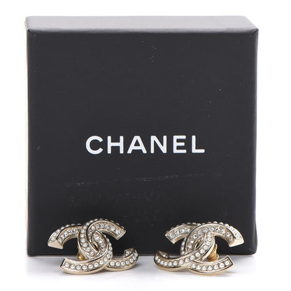 Chanel Crystal Pearl Chain Mania CC Earrings Gold 5 of 5
