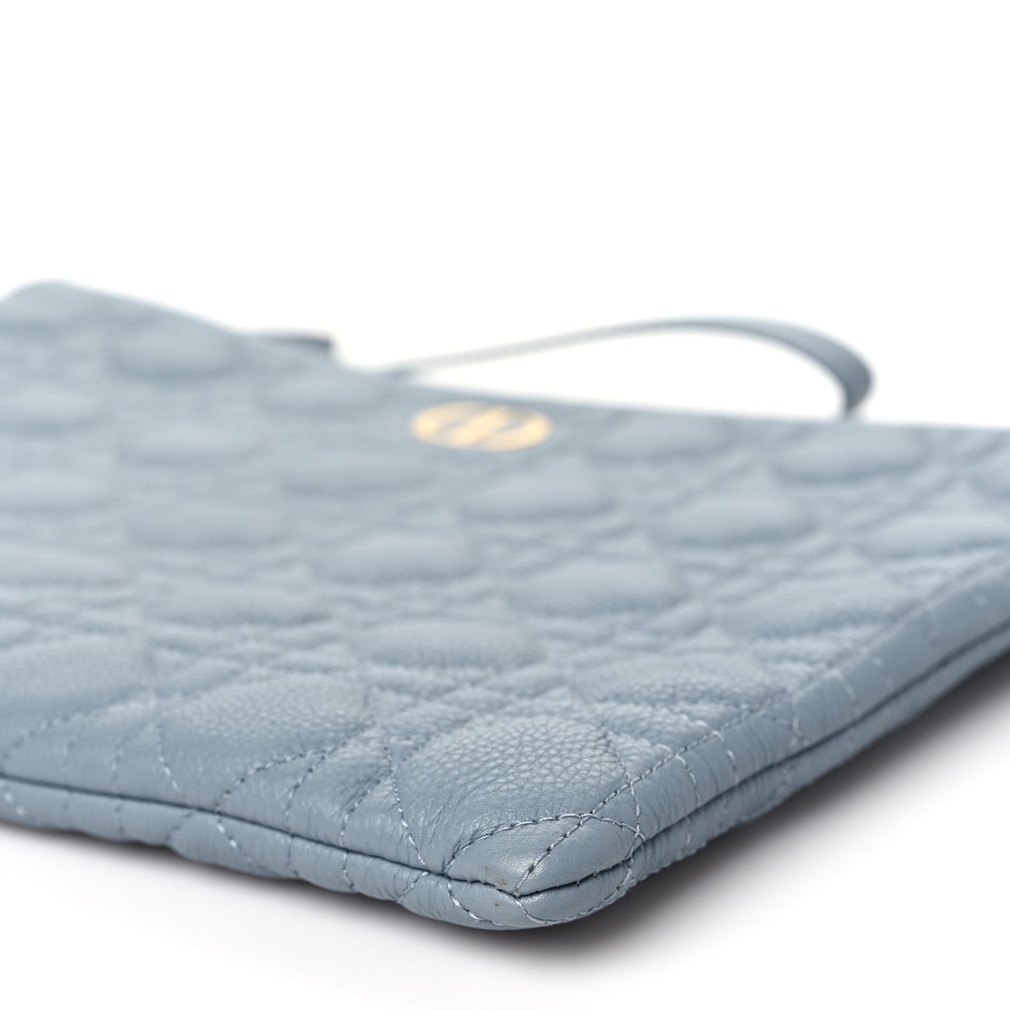 Supple Calfskin Cannage Large Caro Daily Pouch Cloud Blue