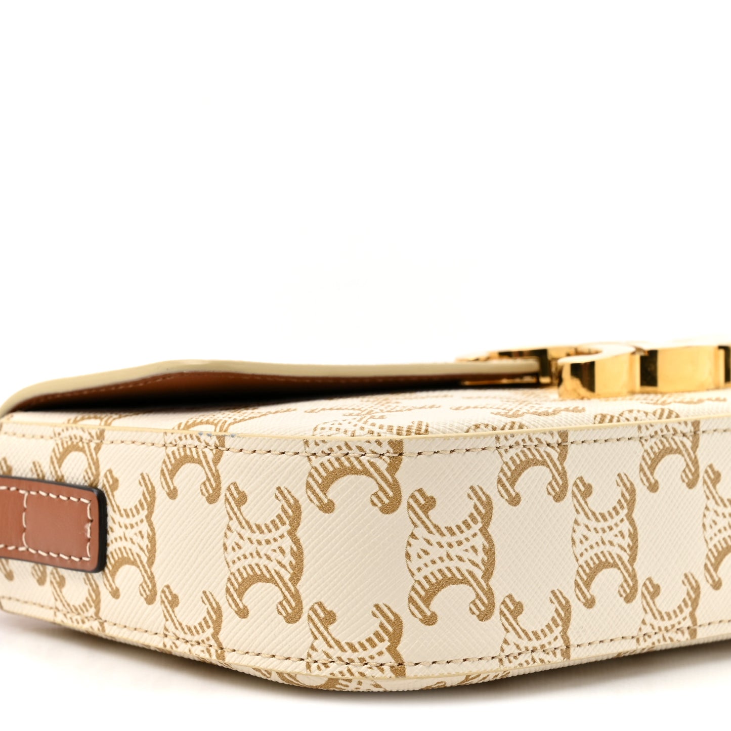 Canvas Calfskin Triomphe Shoulder Bag White