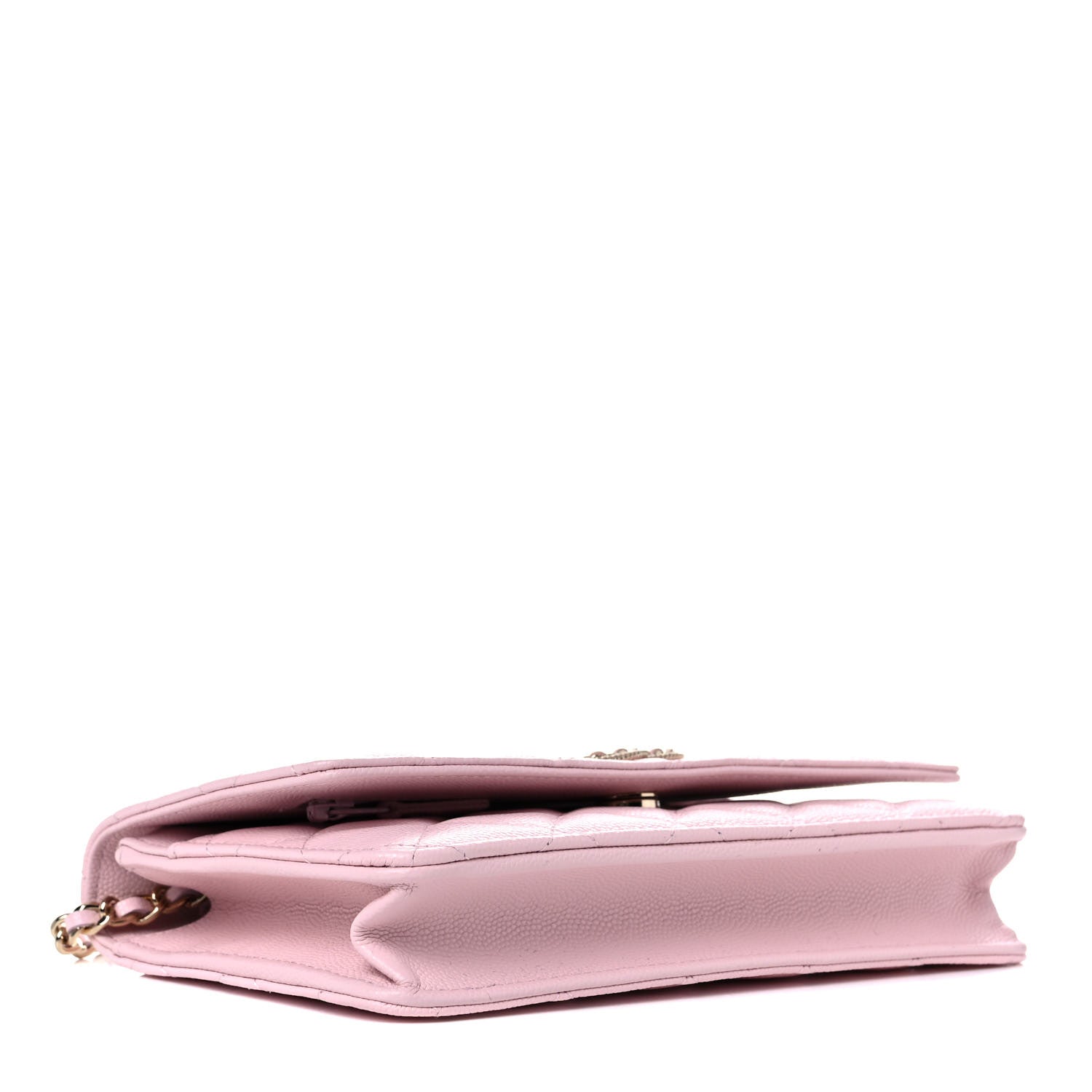 Chanel Caviar Quilted Crystal CC Wallet On Chain WOC Light Pink 4 of 11