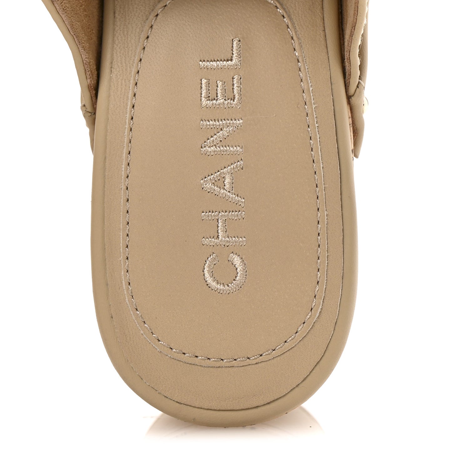 Calfskin CC Turn Lock Clogs 38 Beige