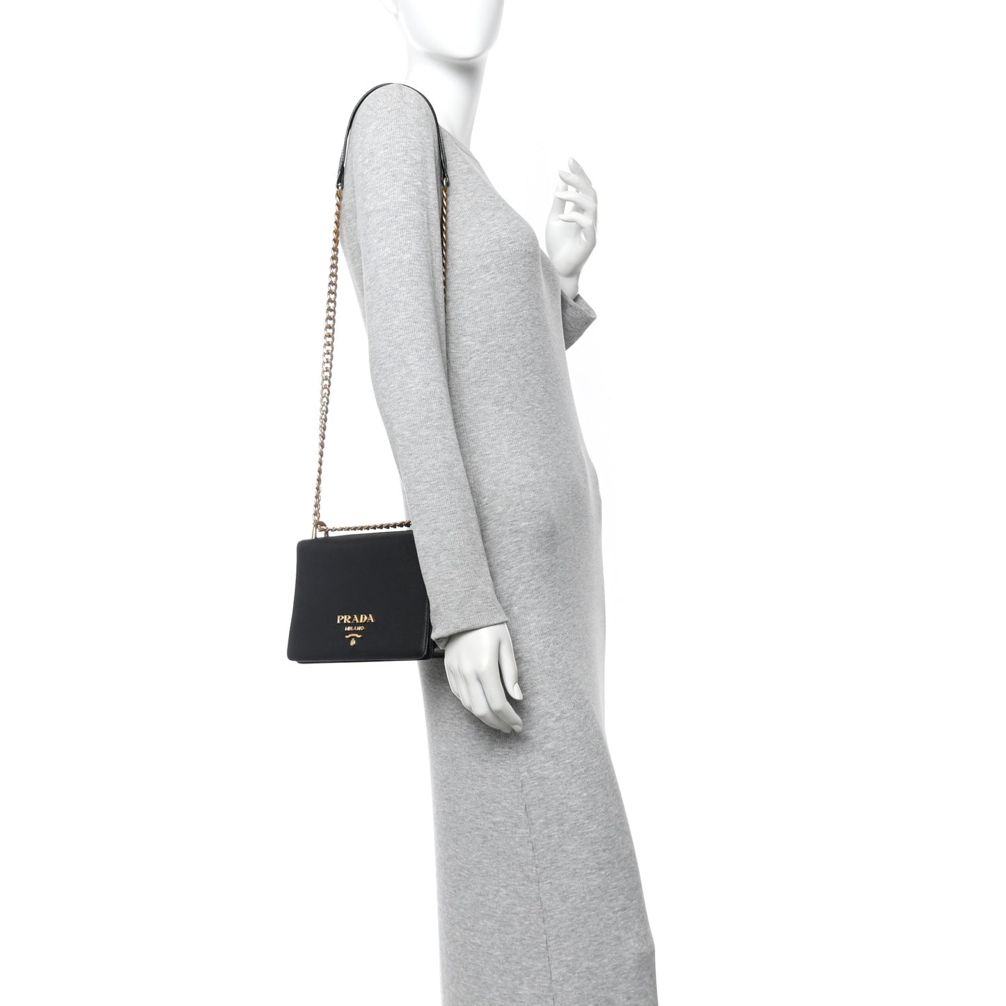 Saffiano Chain Shoulder Bag Black