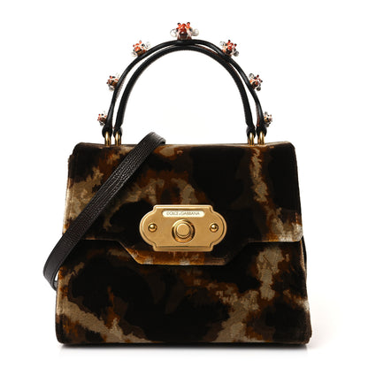 Dolce & Gabbana Velvet Giraffe Printed Welcome Satchel Multicolor 1 of 8