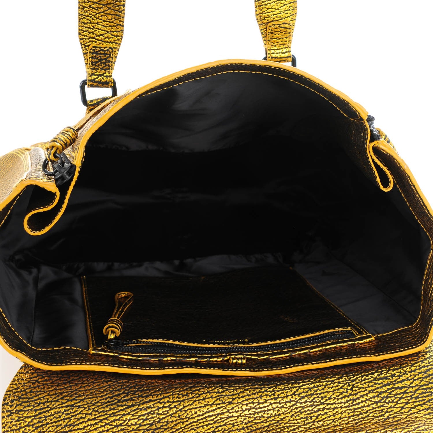 3.1 Phillip Lim 3.1 Metallic Textured Calfskin Large Pashli Satchel Gold 5 of 8