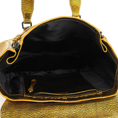 3.1 Phillip Lim 3.1 Metallic Textured Calfskin Large Pashli Satchel Gold 5 of 8
