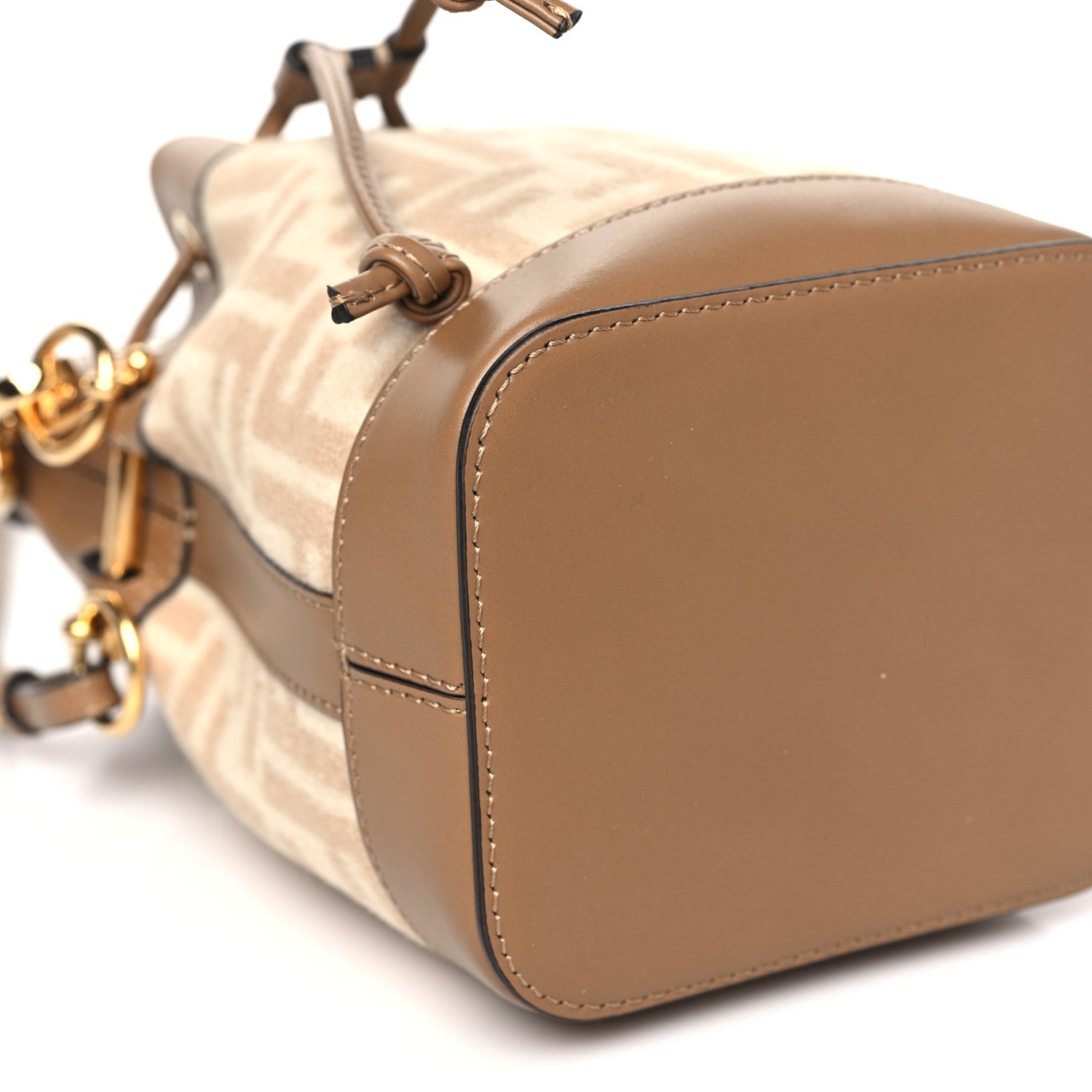 Fendi Wool Vitello King FF 1974 Mini Mon Tresor Bucket Bag Beige Cammello Sand 8 of 9