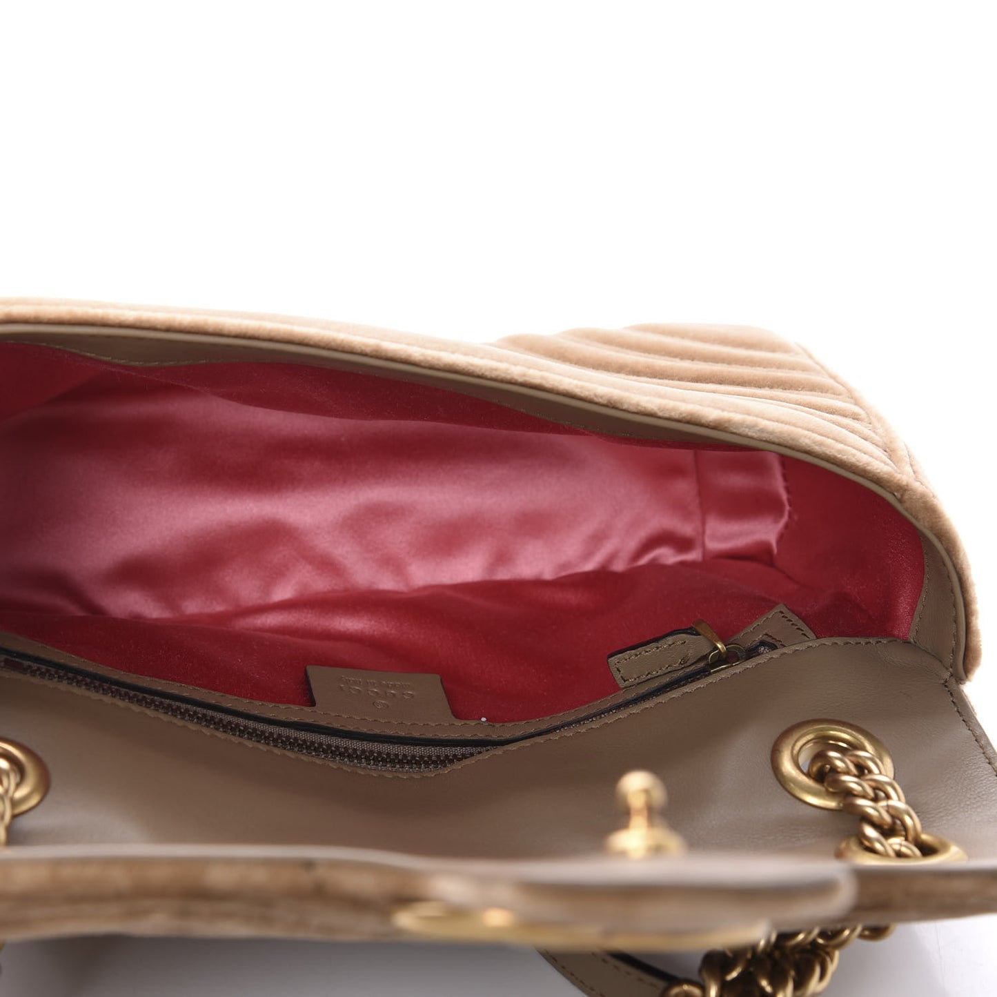 Velvet Matelasse Small GG Marmont Shoulder Bag Taupe