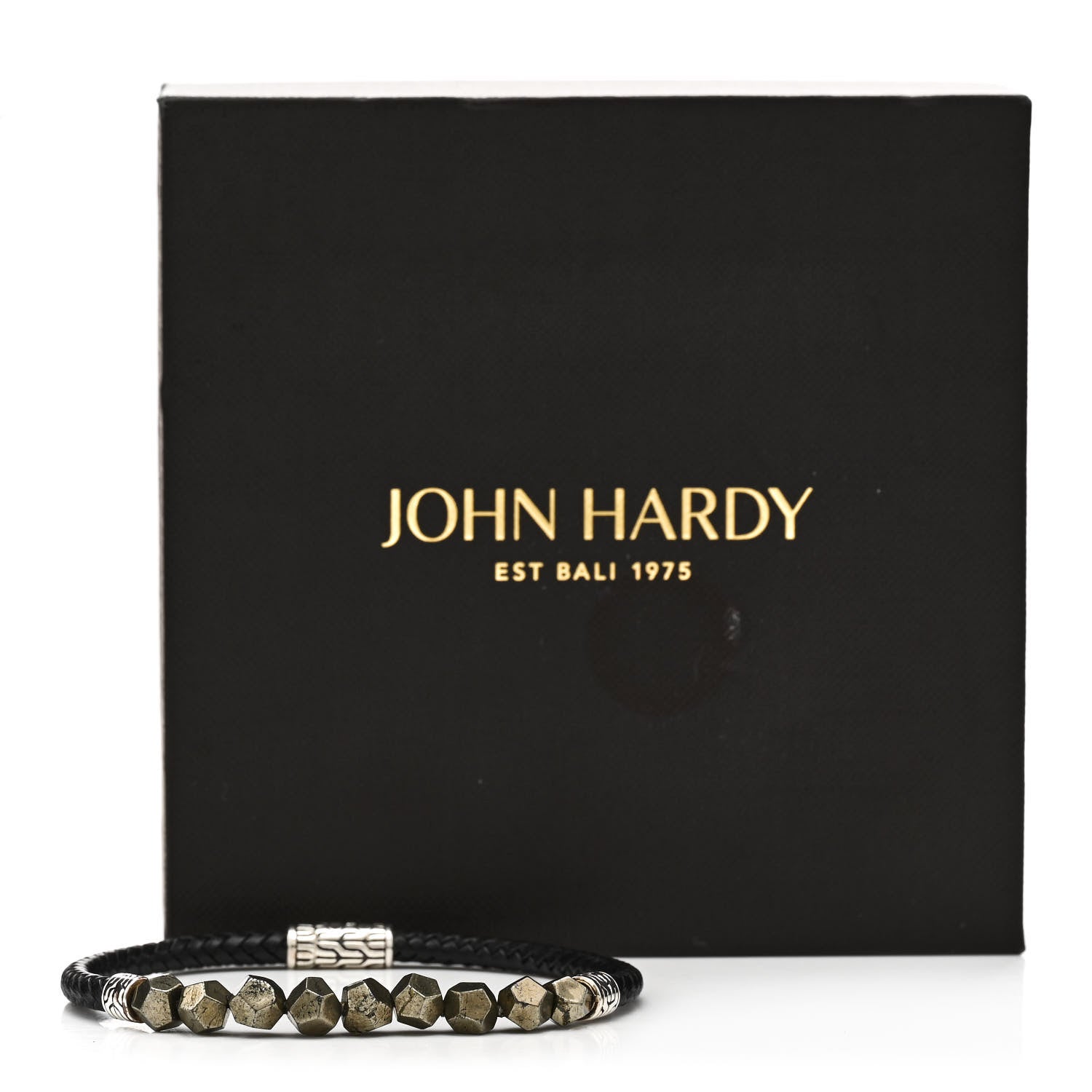 John Hardy Sterling Silver Pyrite Leather Classic Chain Bracelet Black 4 of 4