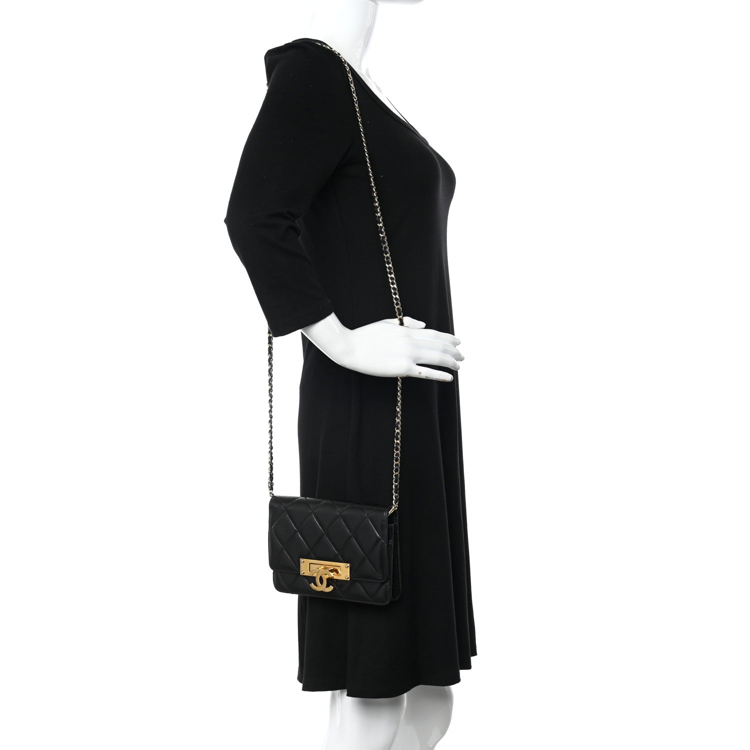 Chanel Lambskin Quilted Golden Class Wallet on Chain WOC Black 2 of 10