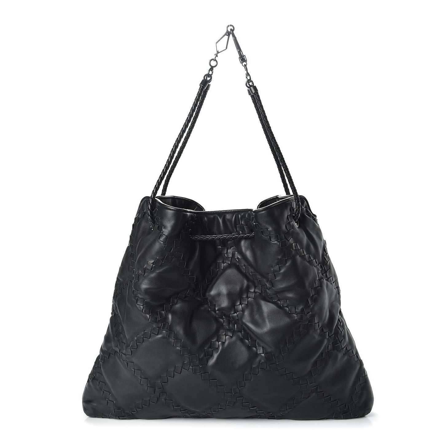 Nappa Intrecciato Quilted Farfalle Shoulder Bag Black