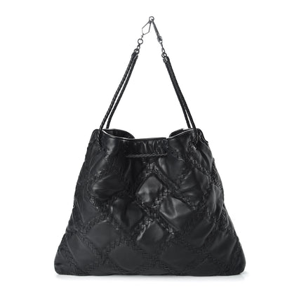 Bottega Veneta Nappa Intrecciato Quilted Farfalle Shoulder Bag Black 1 of 8