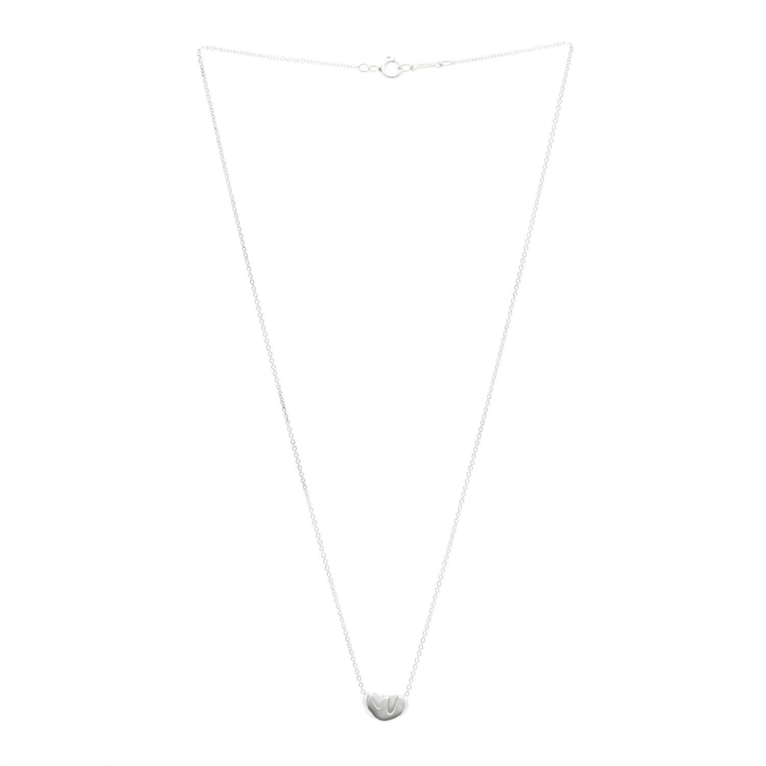 Tiffany Sterling Silver 11mm Elsa Peretti Bean Pendant Necklace 3 of 5