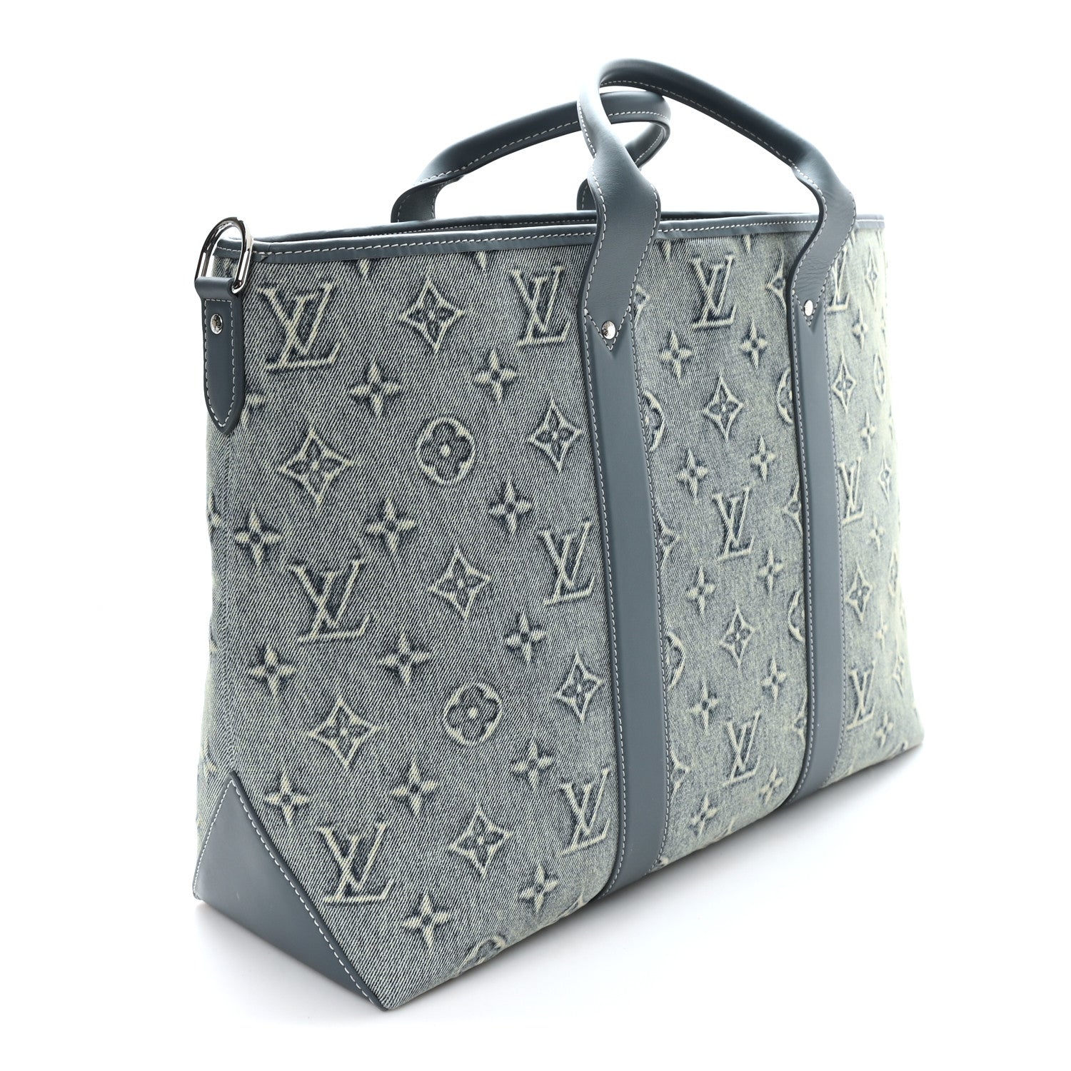 Louis Vuitton Monogram Washed Denim Weekend Tote NM Blue 3 of 9