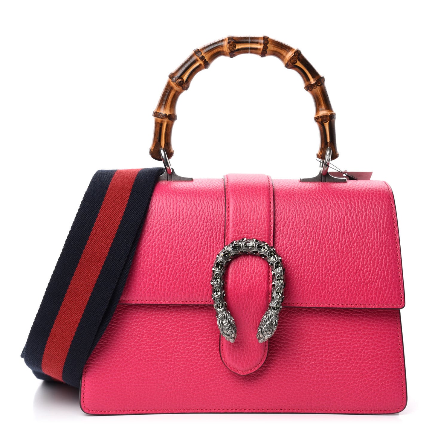 Dollar Calfskin Crystal Web Medium Dionysus Bamboo Top Handle Bag Box Pink Black Diamond