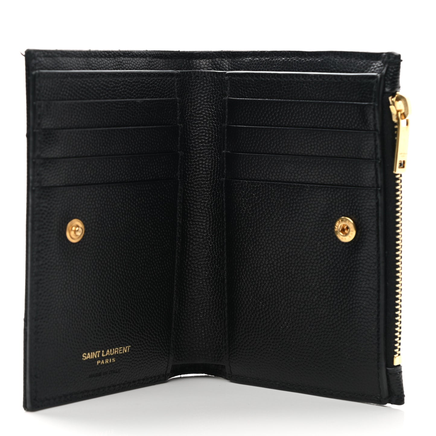 Grain De Poudre Matelasse Chevron Monogram Zipped Two-Part Wallet Black