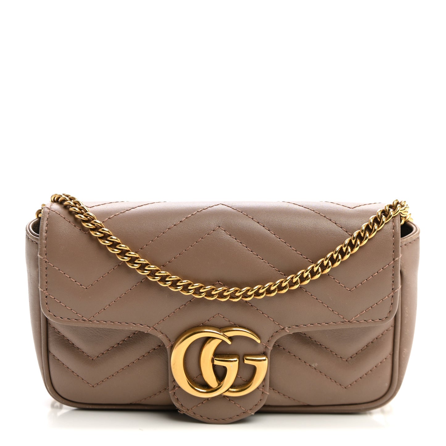 Calfskin Matelasse Super Mini GG Marmont Shoulder Bag Porcelain Rose