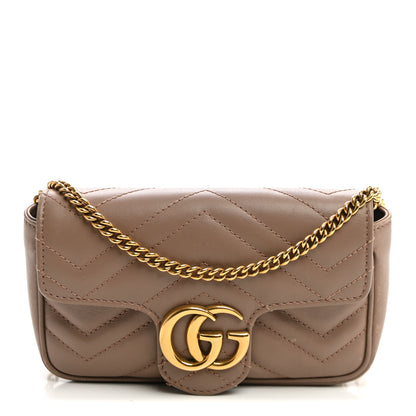 Gucci Calfskin Matelasse Super Mini GG Marmont Shoulder Bag Porcelain Rose 1 of 12
