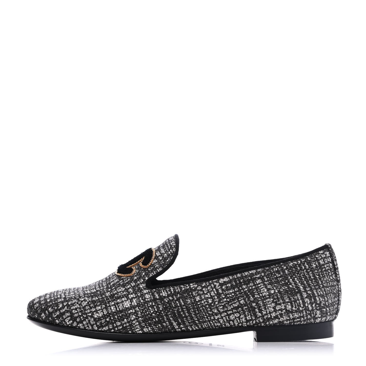 Chanel Fantasy Tweed CC Mocassin Loafers 35 Silver 1 of 13