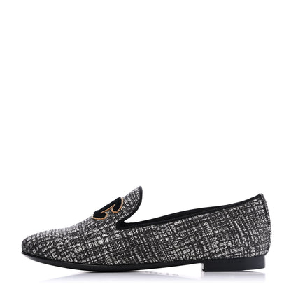 Chanel Fantasy Tweed CC Mocassin Loafers 35 Silver 1 of 13