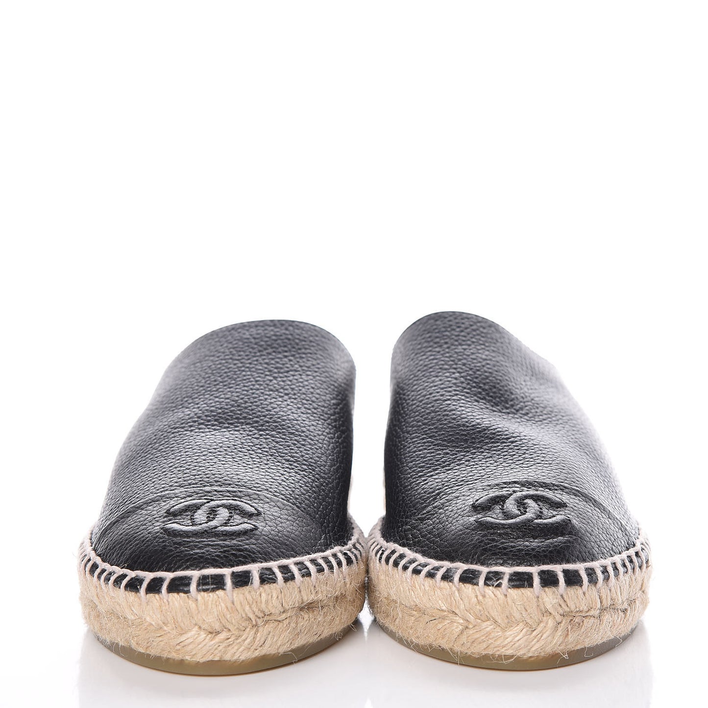 Grained Calfskin CC Espadrilles 37 Navy Black