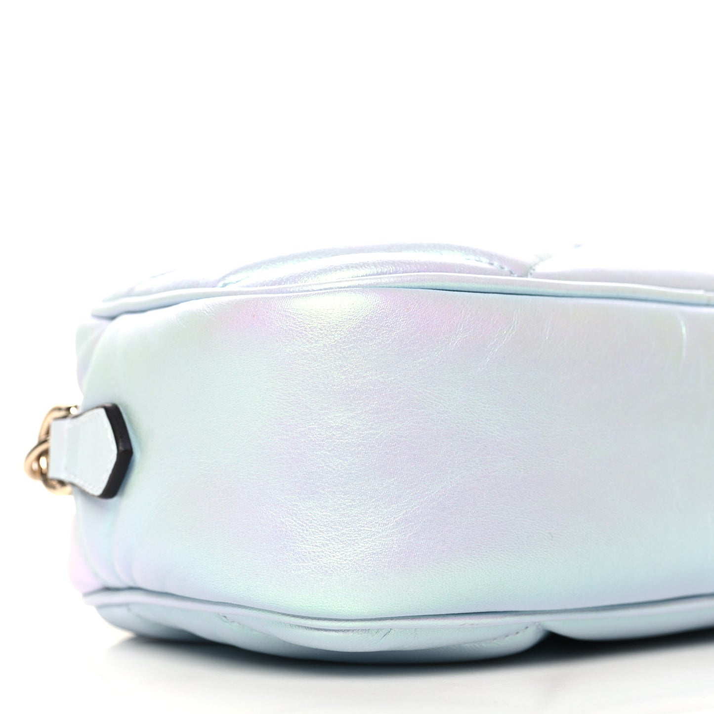 Iridescent Nappa Chevron Matelasse Small GG Marmont Chain Shoulder Bag Iridescent Snow Light Blue
