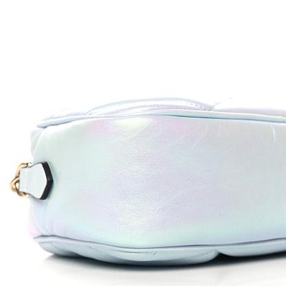 Gucci Iridescent Nappa Chevron Matelasse Small GG Marmont Chain Shoulder Bag Iridescent Snow Light Blue 8 of 11