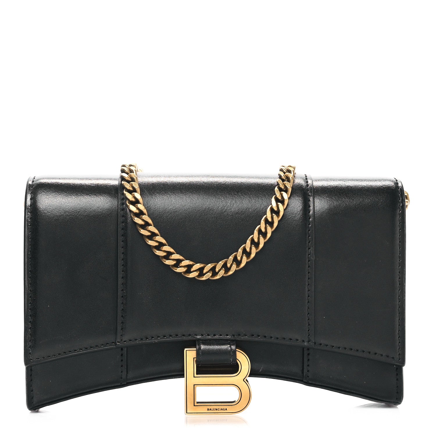 Balenciaga Shiny Box Calfskin Hourglass Chain Bag Black 1 of 12