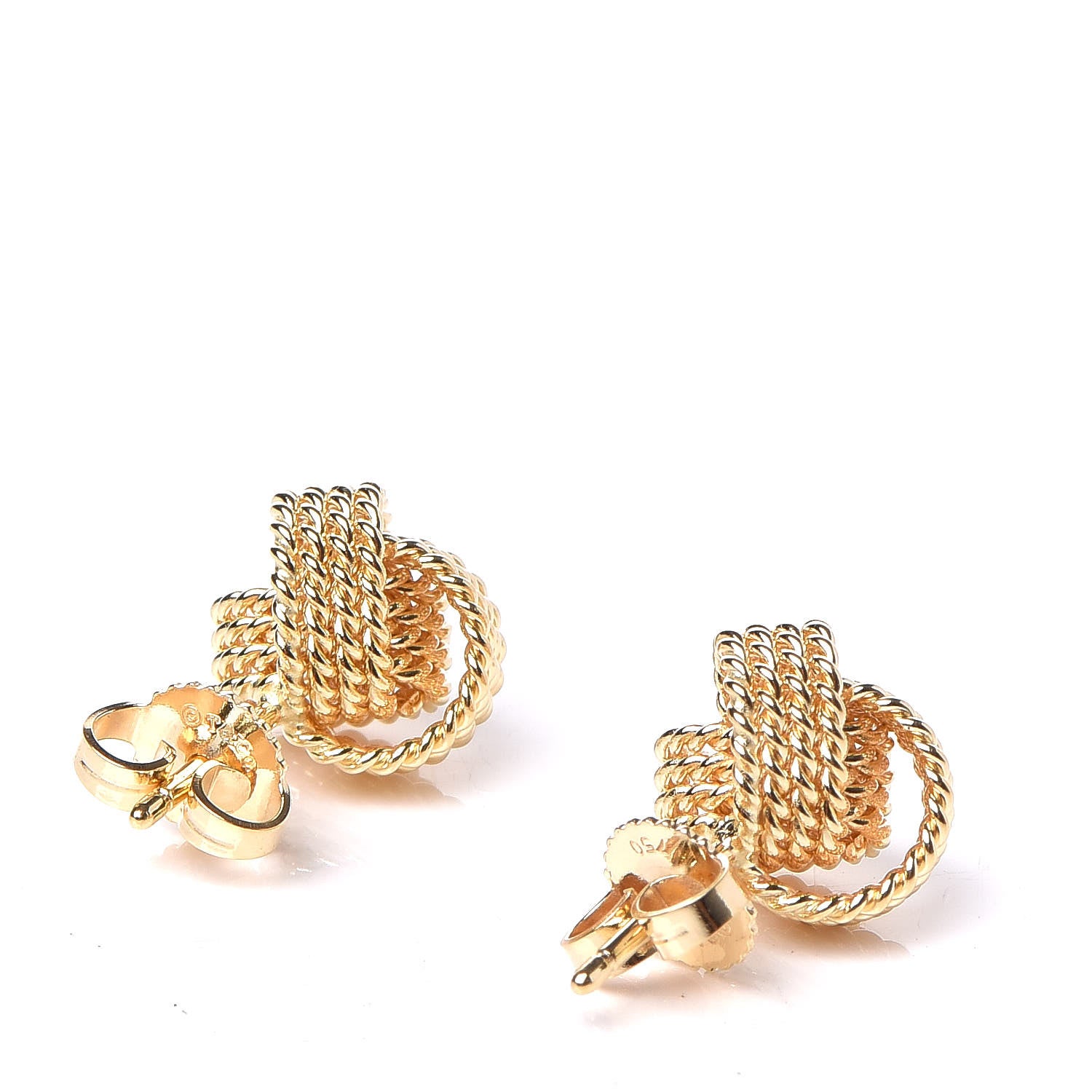 Tiffany 18K Yellow Gold Twist Knot Earrings 3 of 5