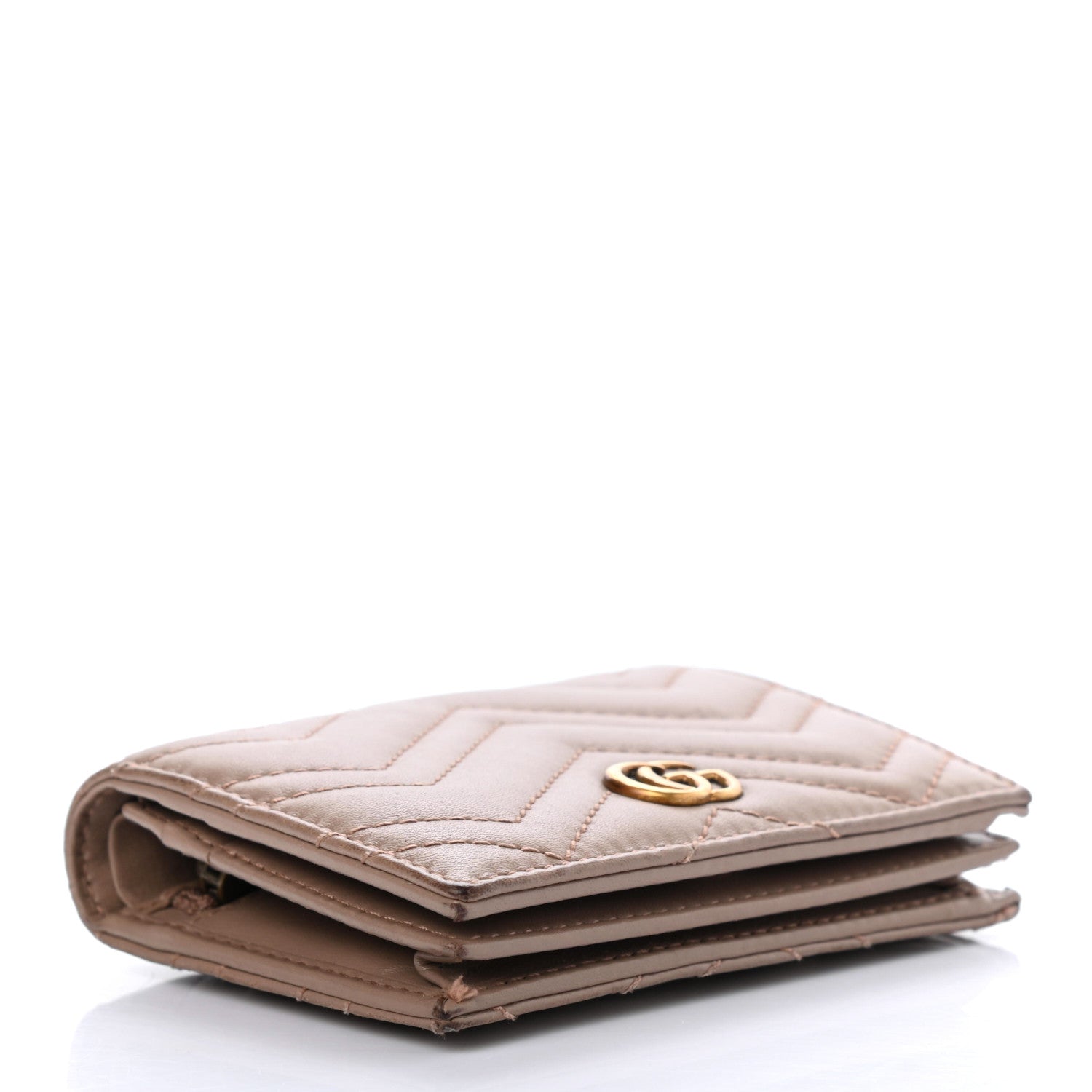 Gucci Calfskin Matelasse GG Marmont Card Case Wallet Porcelain Rose 4 of 8