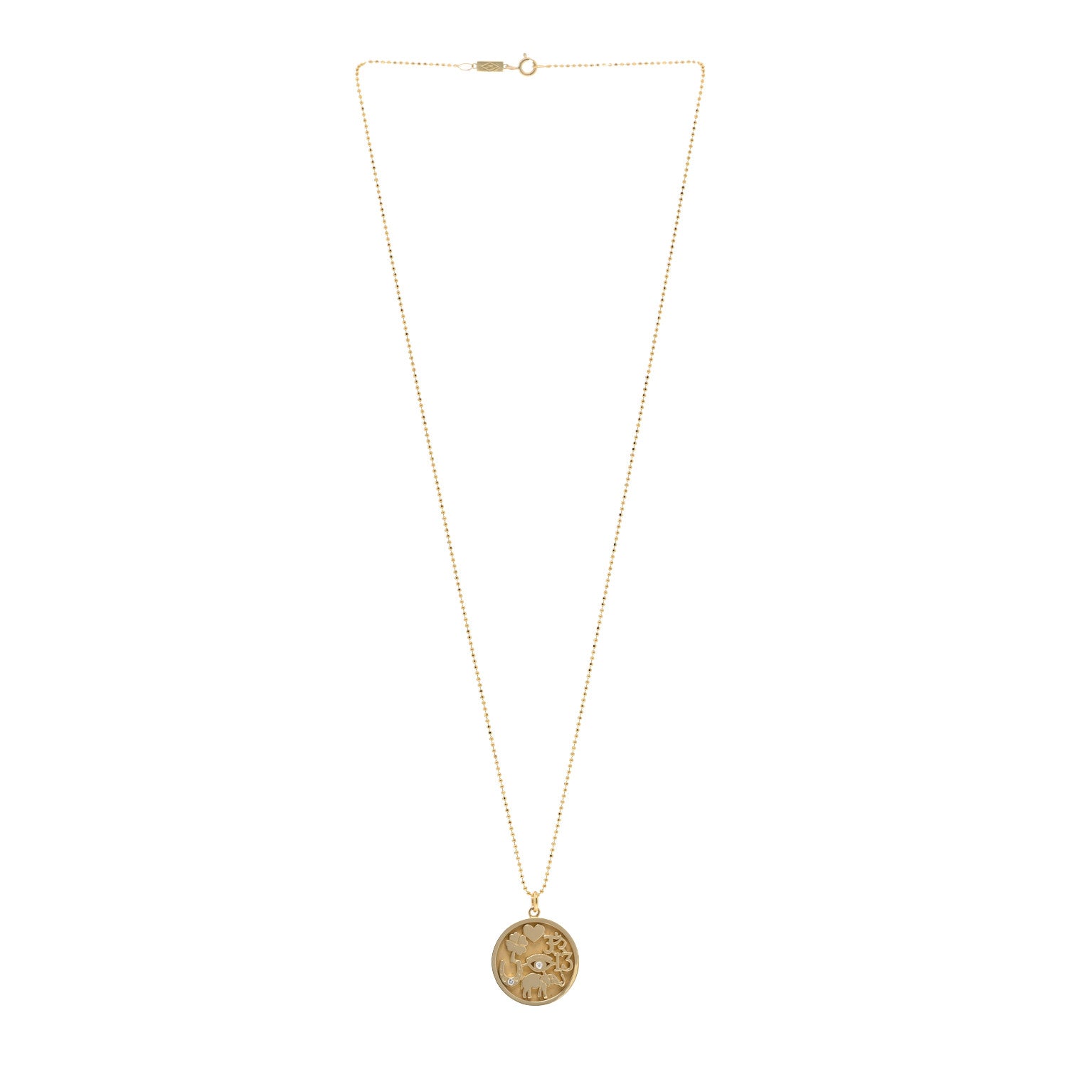 Jennifer Meyer 18K Yellow Gold Diamond Good Luck Pendant Necklace 3 of 4