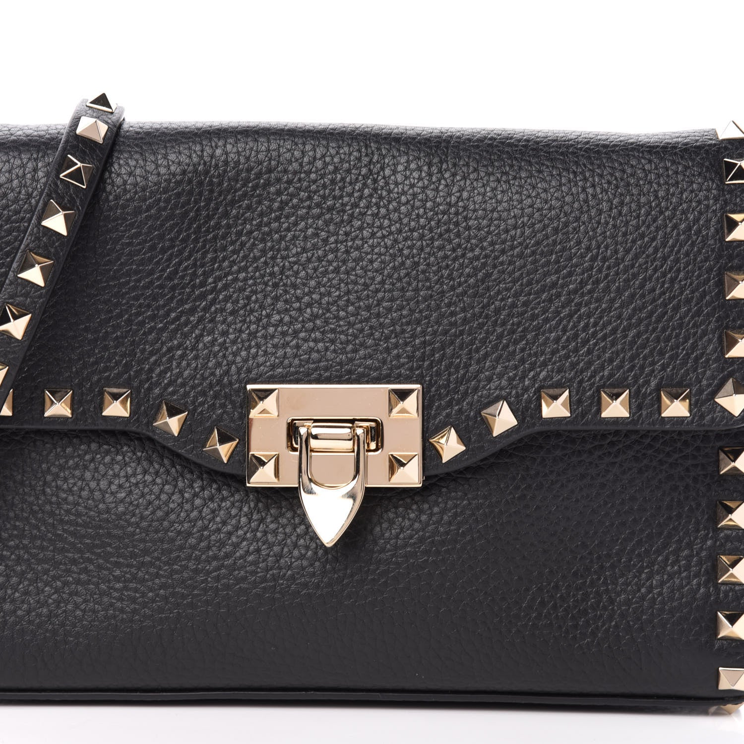 Valentino Garavani Pebbled Calfskin Medium Rockstud Flip Lock Crossbody Bag Black 9 of 9