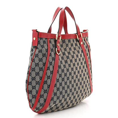 Gucci Monogram Medium Abbey Convertible Tote Navy Red 3 of 11