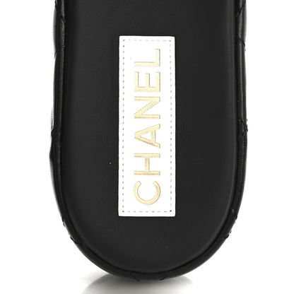 Chanel Lambskin Quilted CC Mules Wedge Sandals 40 Black 7 of 10