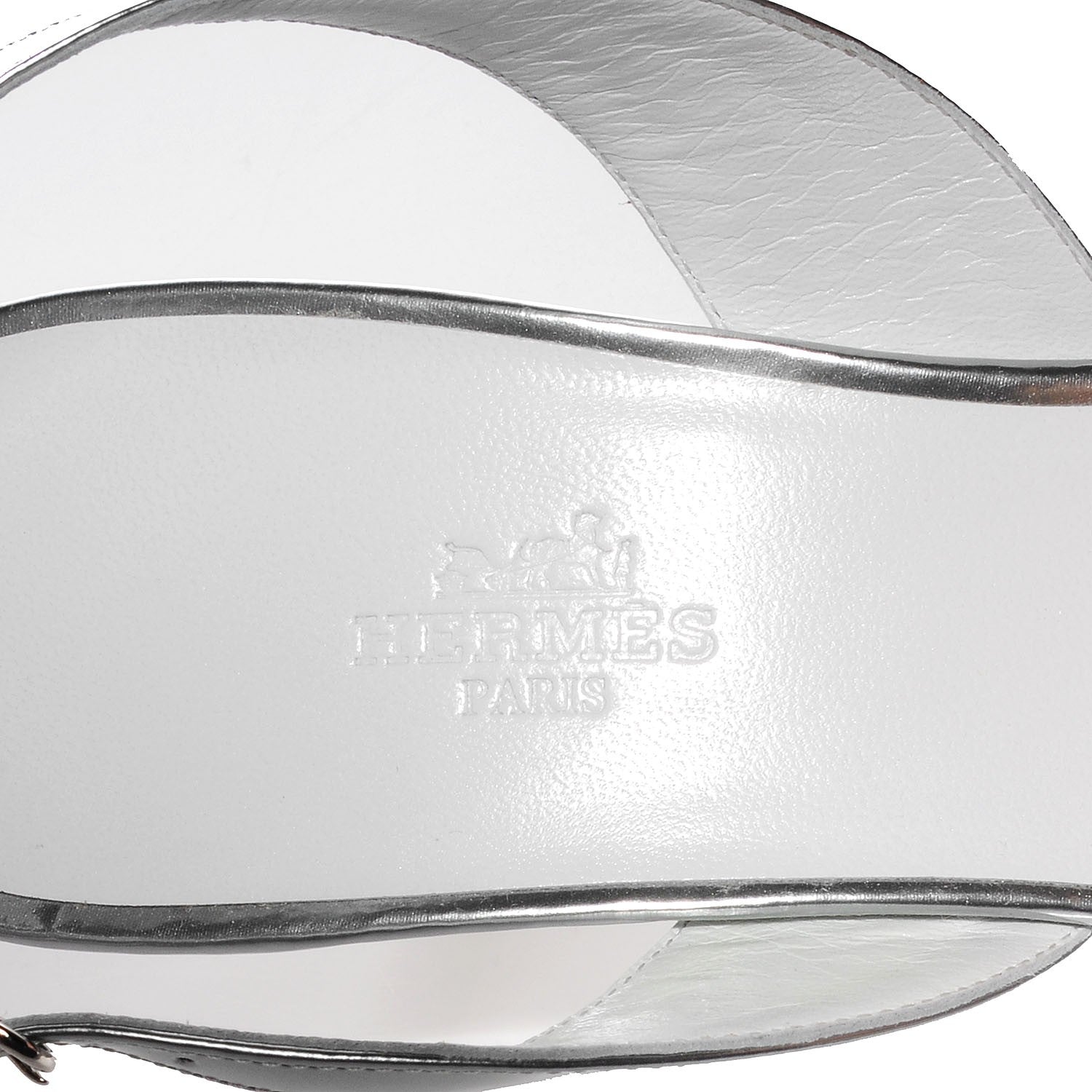 Hermes Laminated Calfskin Night 70 Slingback Sandals 40 Silver 7 of 7