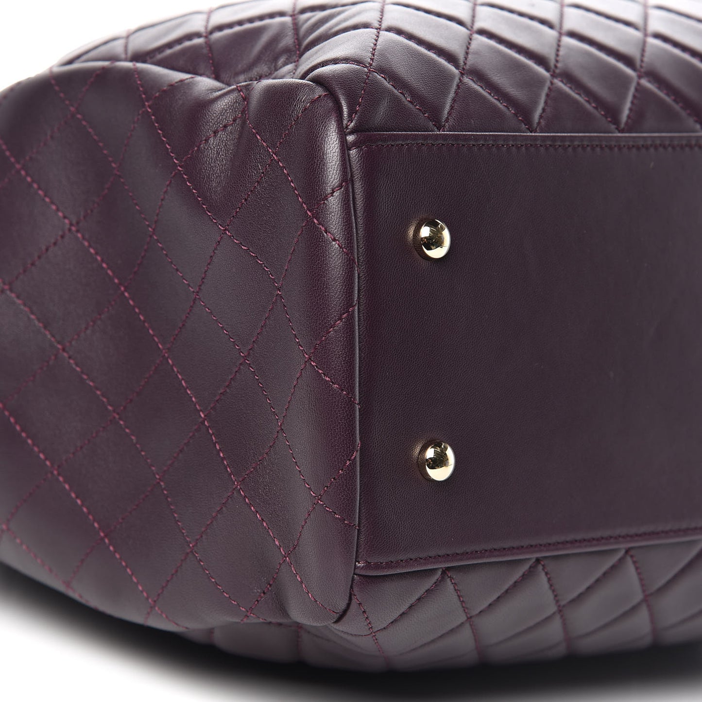 Lambskin Quilted Large Drawstring Shoulder Bag Dark Purple