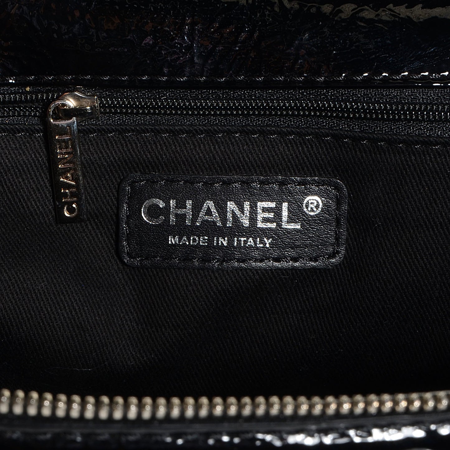 Distressed Patent Leather Studded Train Case Black