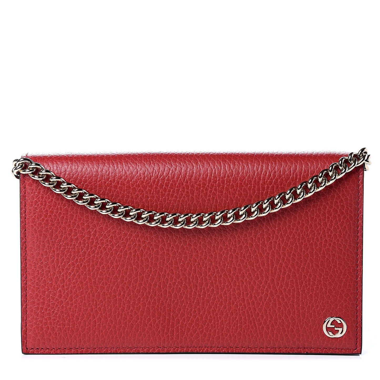 Dollar Calfskin Medium Betty Chain Wallet Tabasco Red