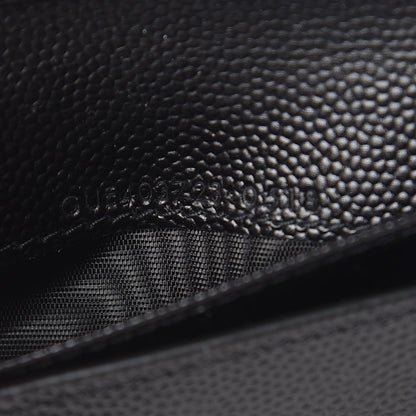 Saint Laurent Grain De Poudre Matelasse Chevron Monogram Compact Zip Around Wallet Black 8 of 9