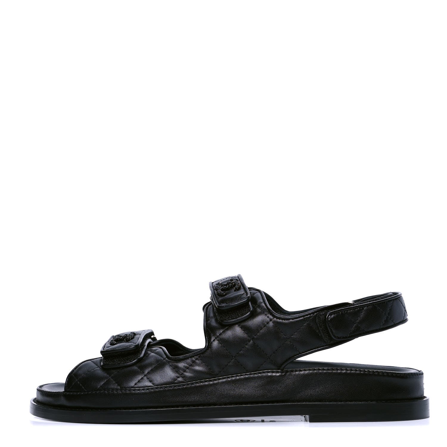 Chanel Lambskin Velcro Dad Sandals 41.5 Black 1 of 4
