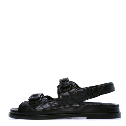 Chanel Lambskin Velcro Dad Sandals 41.5 Black 1 of 4