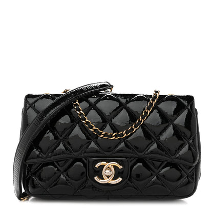 Chanel Patent Goatskin Quilted Small CC Eyelet Flap Black 1 of 13