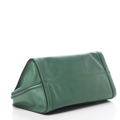 Alexander McQueen Pebbled Calfskin Large Skull Padlock Zip Around Tote Emerald 4 of 11