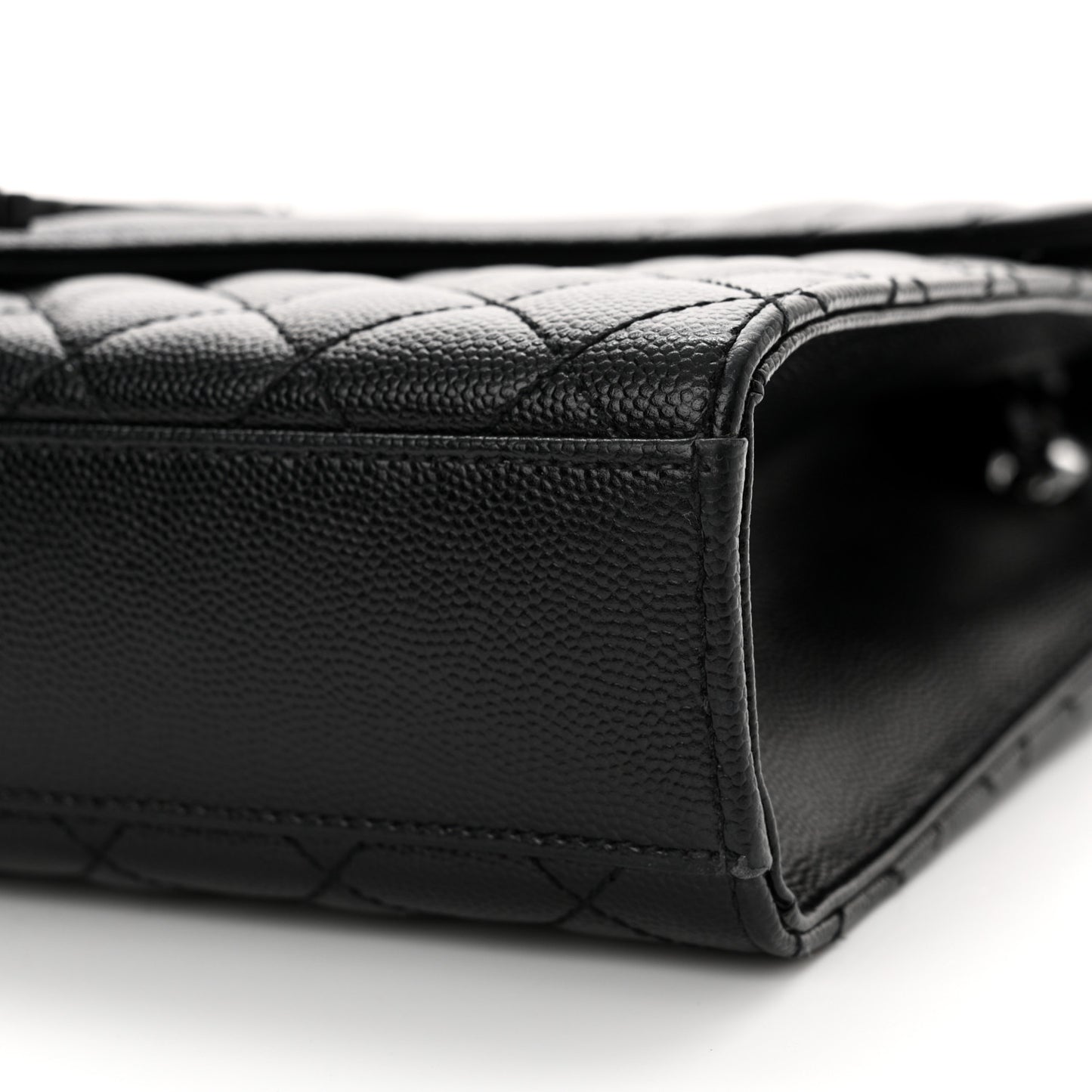 Grain De Poudre Textured Mixed Matelasse Triquilt Medium Monogram Monochrome Satchel Black