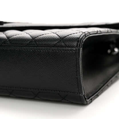 Saint Laurent Grain De Poudre Textured Mixed Matelasse Triquilt Medium Monogram Monochrome Satchel Black 10 of 14