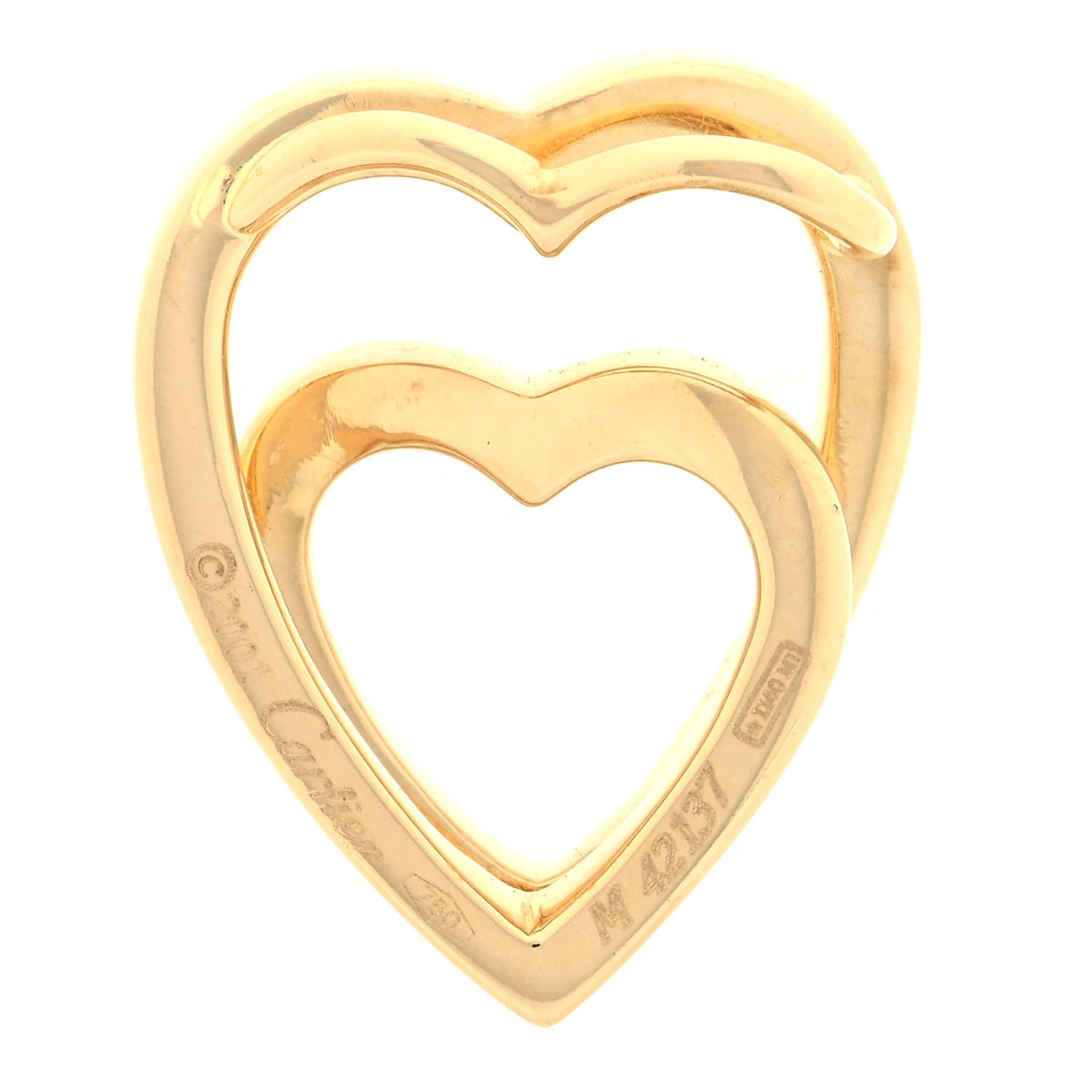 18K Yellow Gold Double Heart Pendant