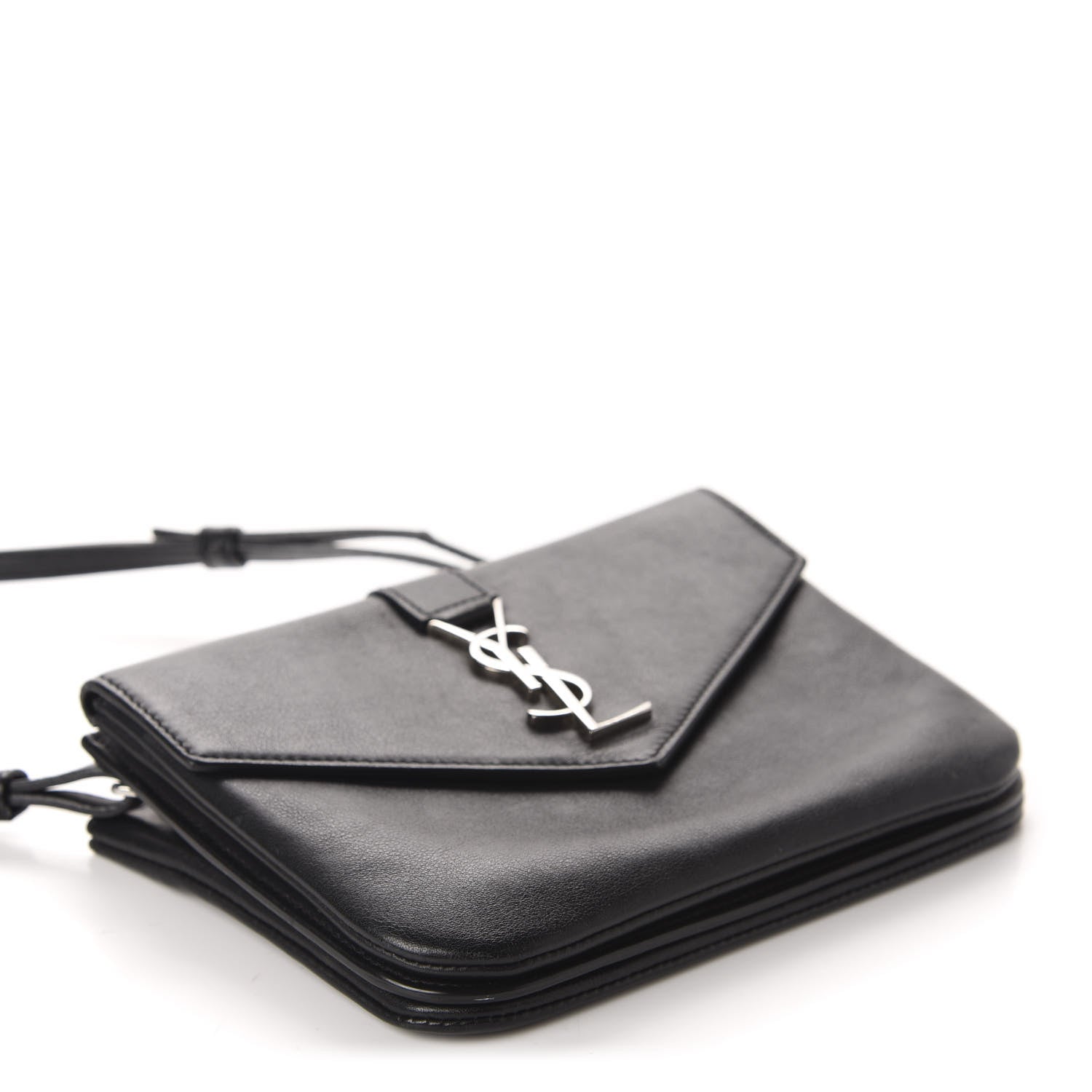 Saint Laurent Calfskin Monogram Tri Pocket Crossbody Bag Black 4 of 11