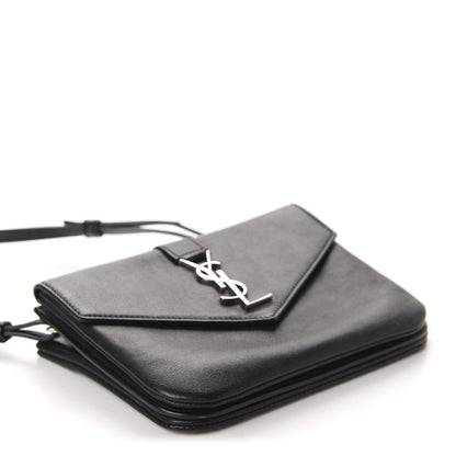 Saint Laurent Calfskin Monogram Tri Pocket Crossbody Bag Black 4 of 11